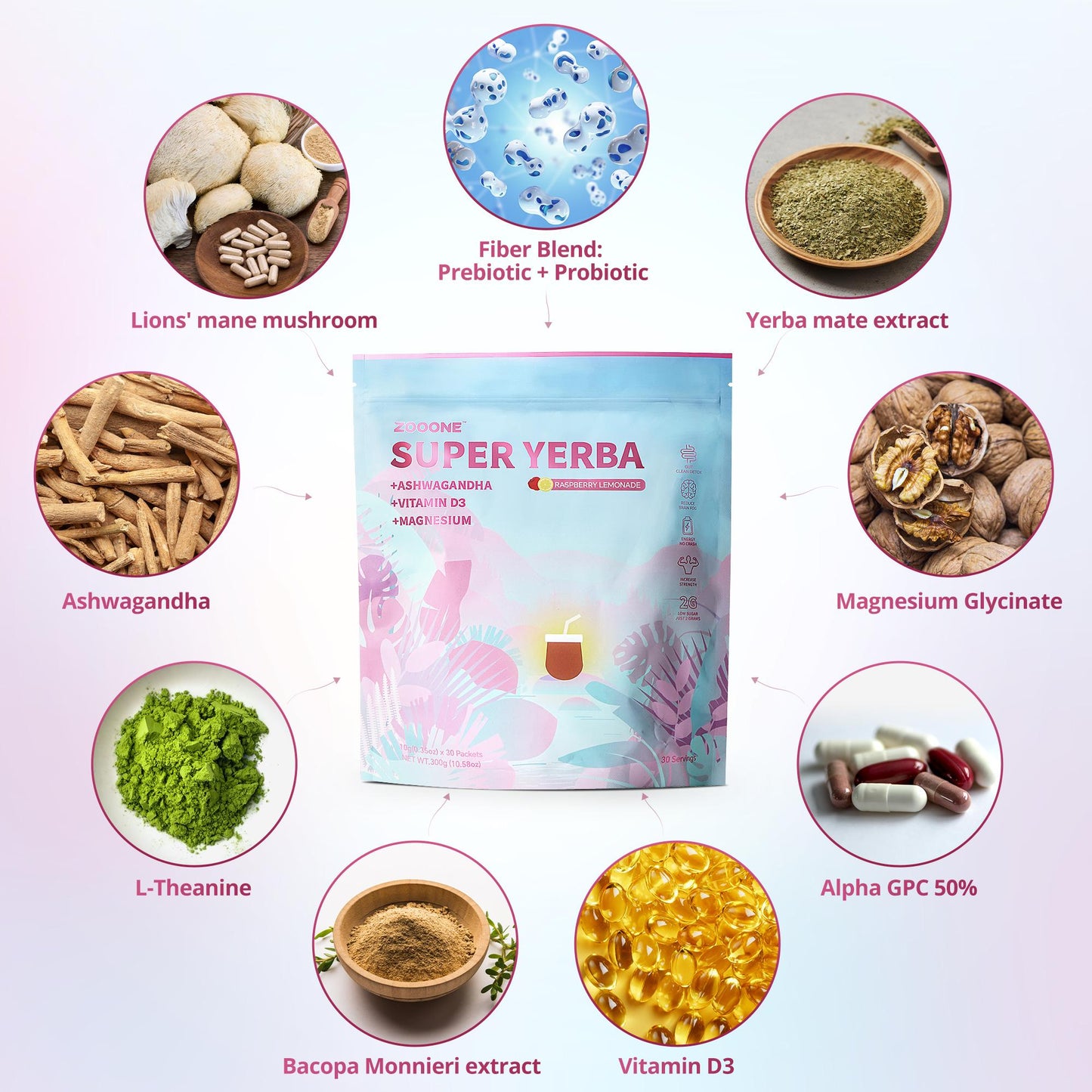 Super Yerba | Yerba Mate Instant Tea Powder | RASPBERRY LEMONADE Flavor