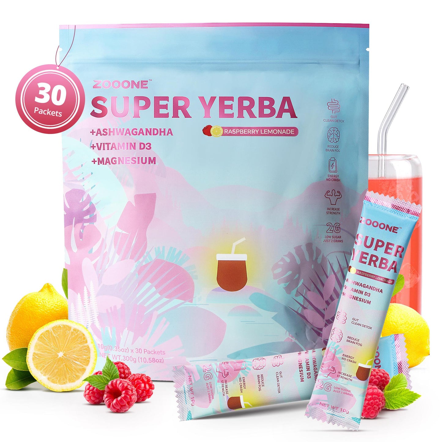 Super Yerba | Yerba Mate Instant Tea Powder | RASPBERRY LEMONADE Flavor